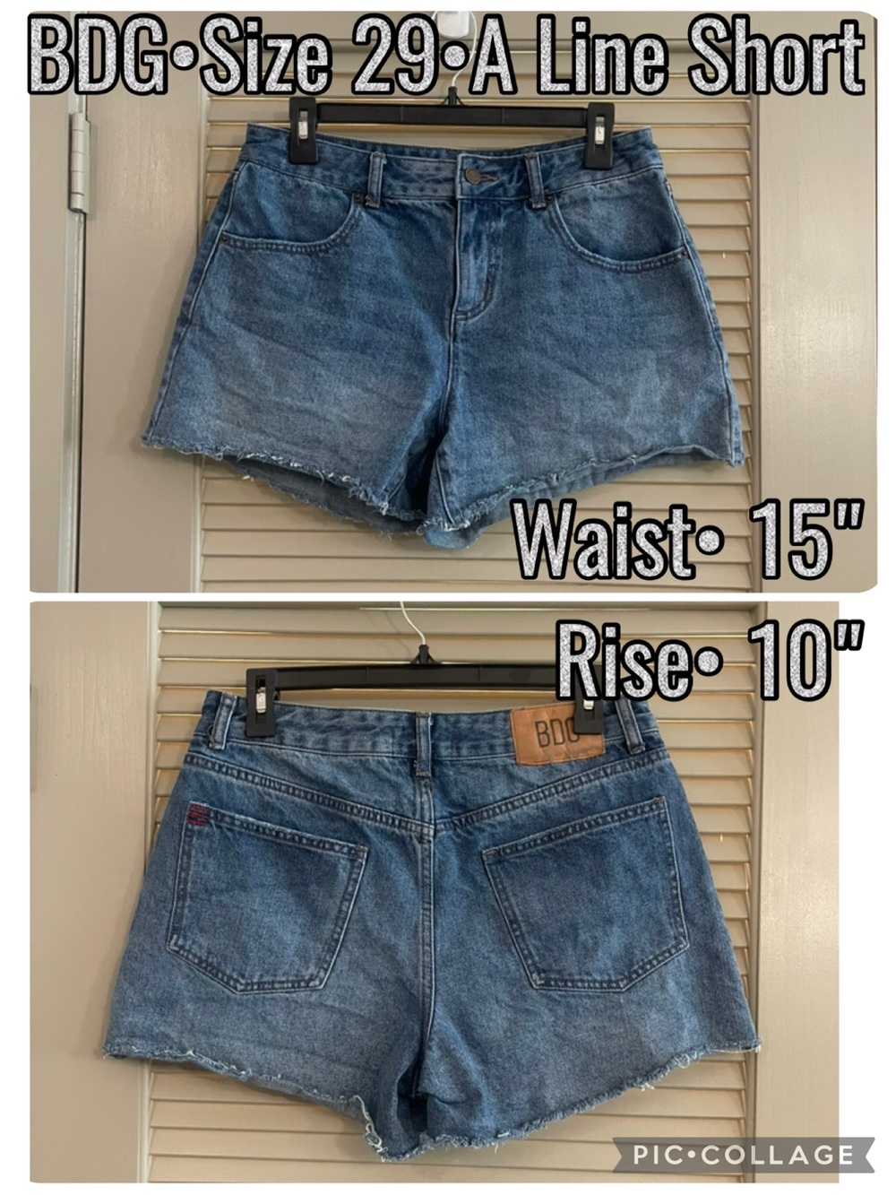 BDG Blue A-Line Denim Shorts with Raw Hem